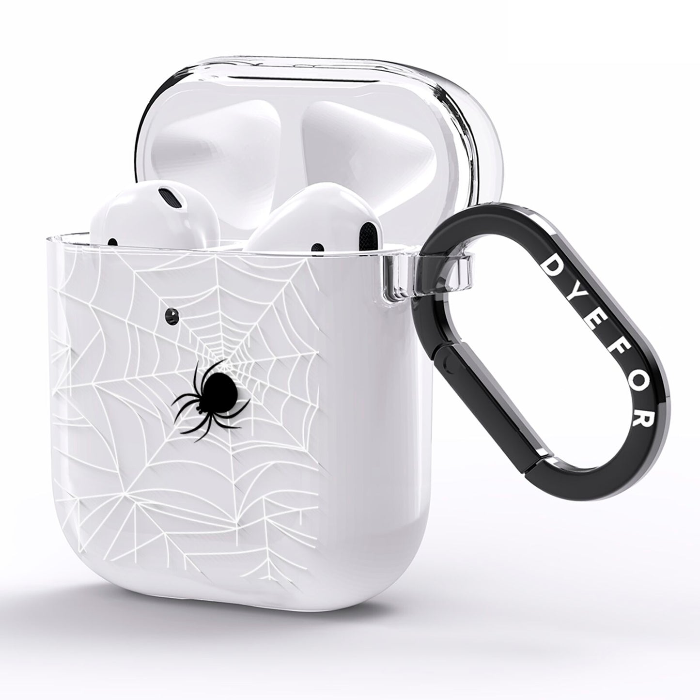 White Cobwebs with Transparent Background AirPods Clear Case Side Image