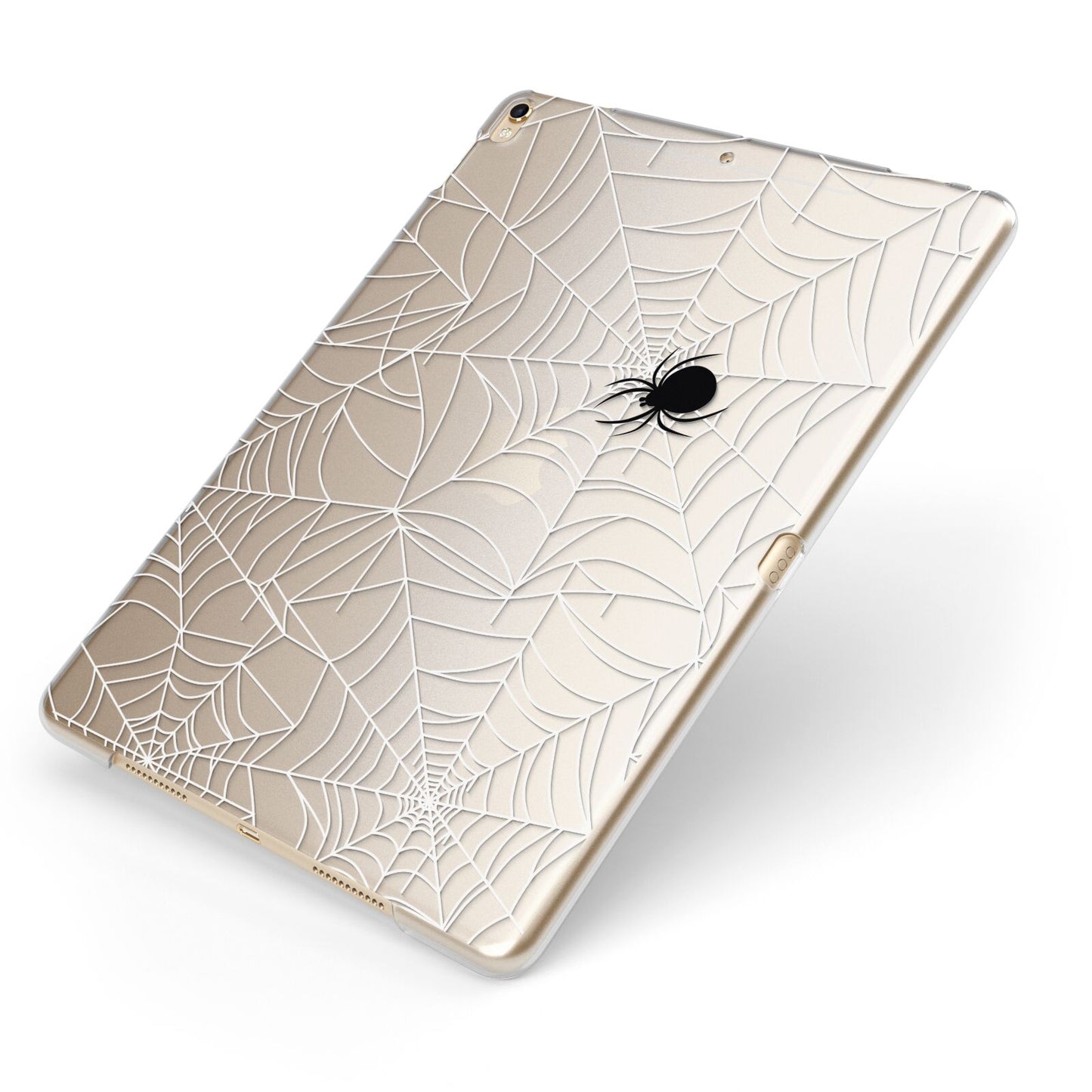 White Cobwebs with Transparent Background Apple iPad Case on Gold iPad Side View