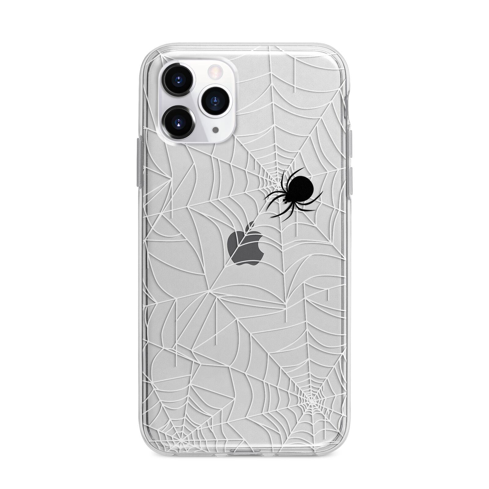 White Cobwebs with Transparent Background Apple iPhone 11 Pro Max in Silver with Bumper Case