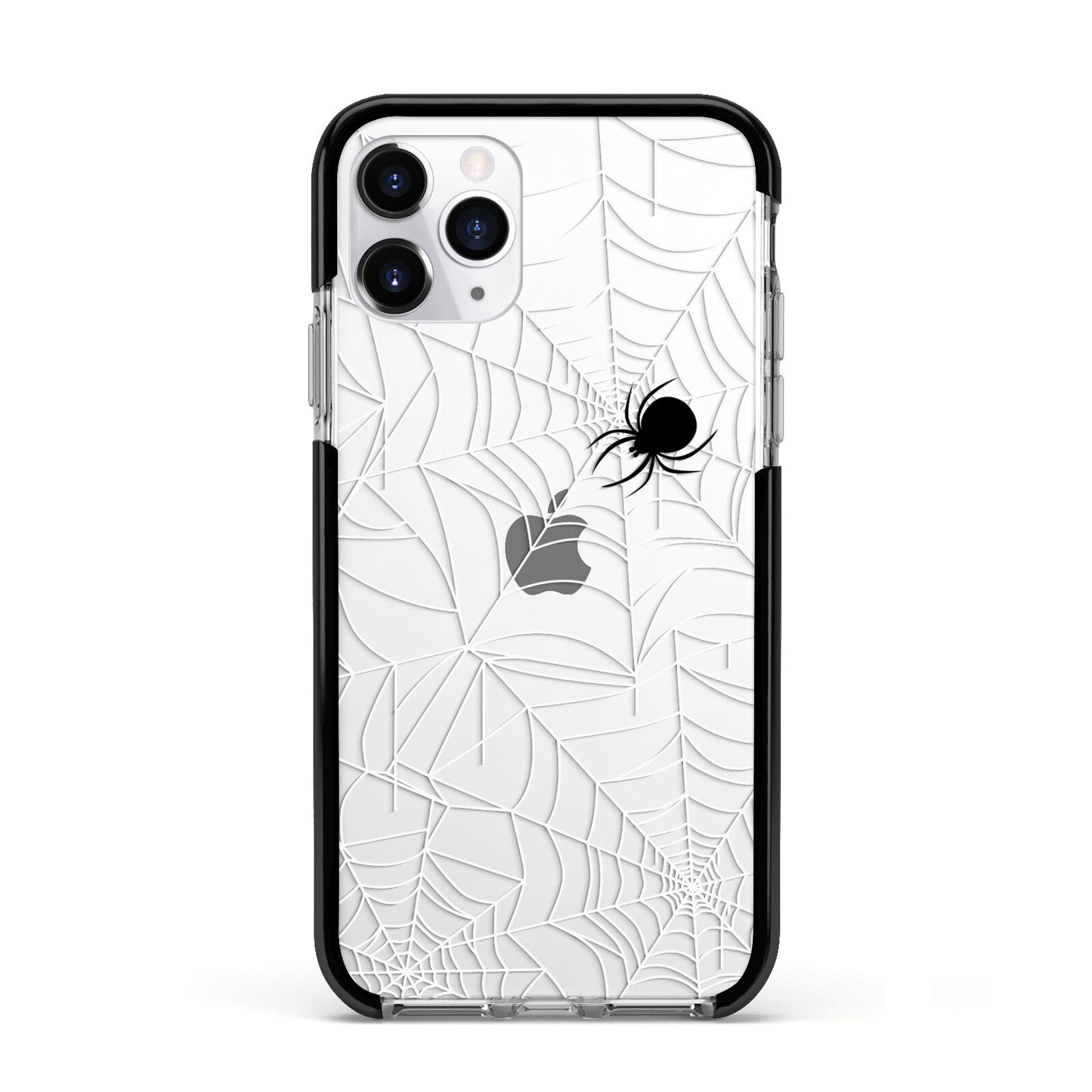 White Cobwebs with Transparent Background Apple iPhone 11 Pro in Silver with Black Impact Case