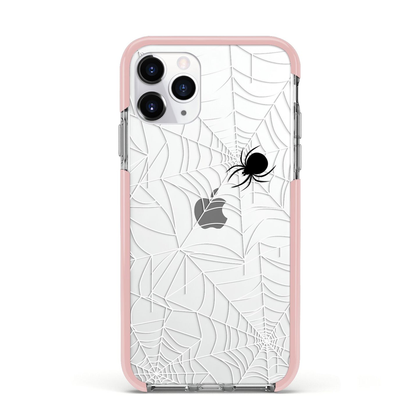 White Cobwebs with Transparent Background Apple iPhone 11 Pro in Silver with Pink Impact Case