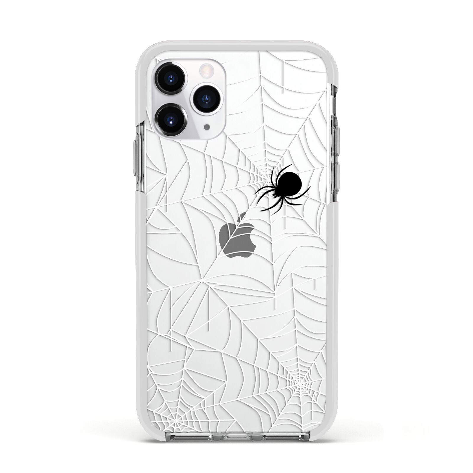 White Cobwebs with Transparent Background Apple iPhone 11 Pro in Silver with White Impact Case