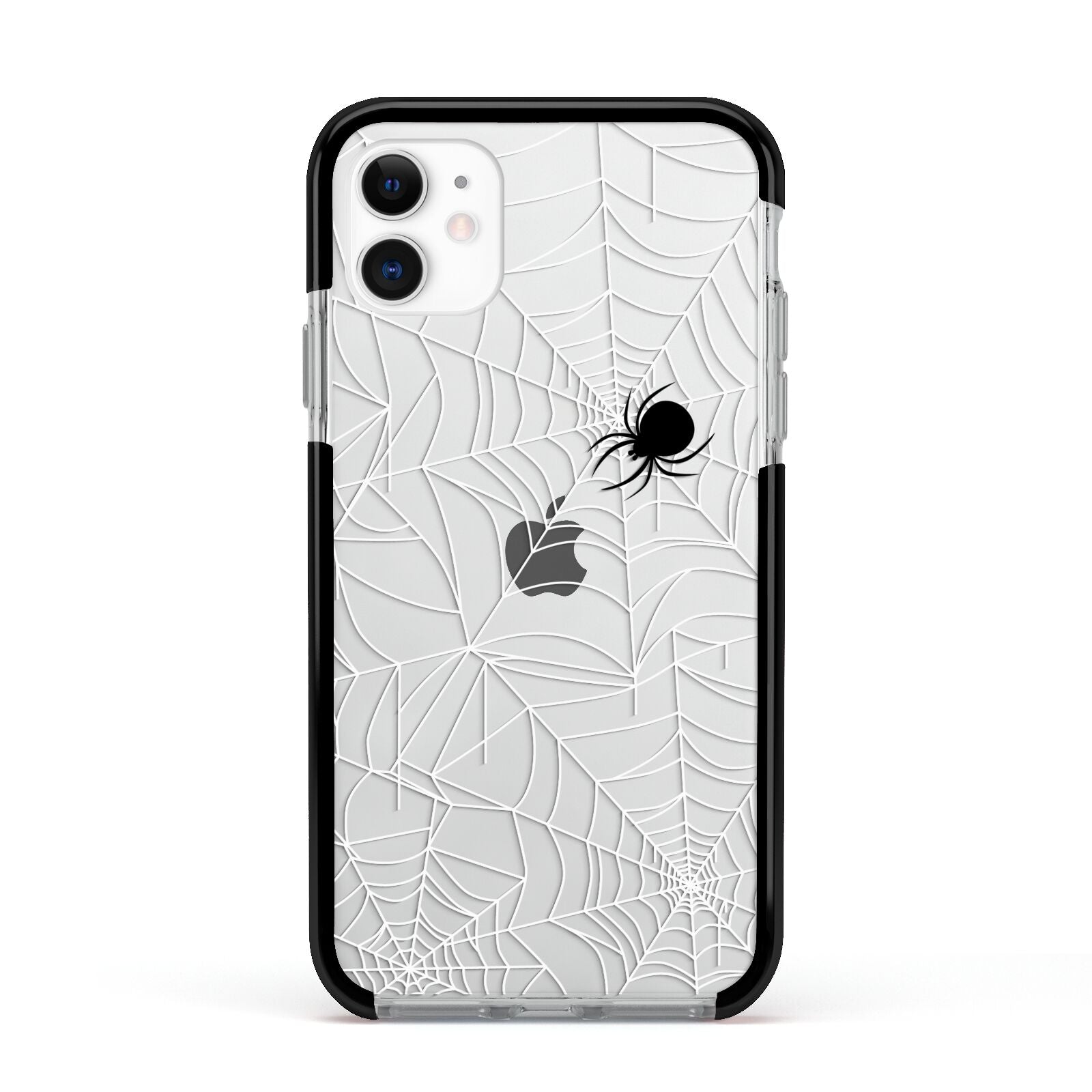 White Cobwebs with Transparent Background Apple iPhone 11 in White with Black Impact Case
