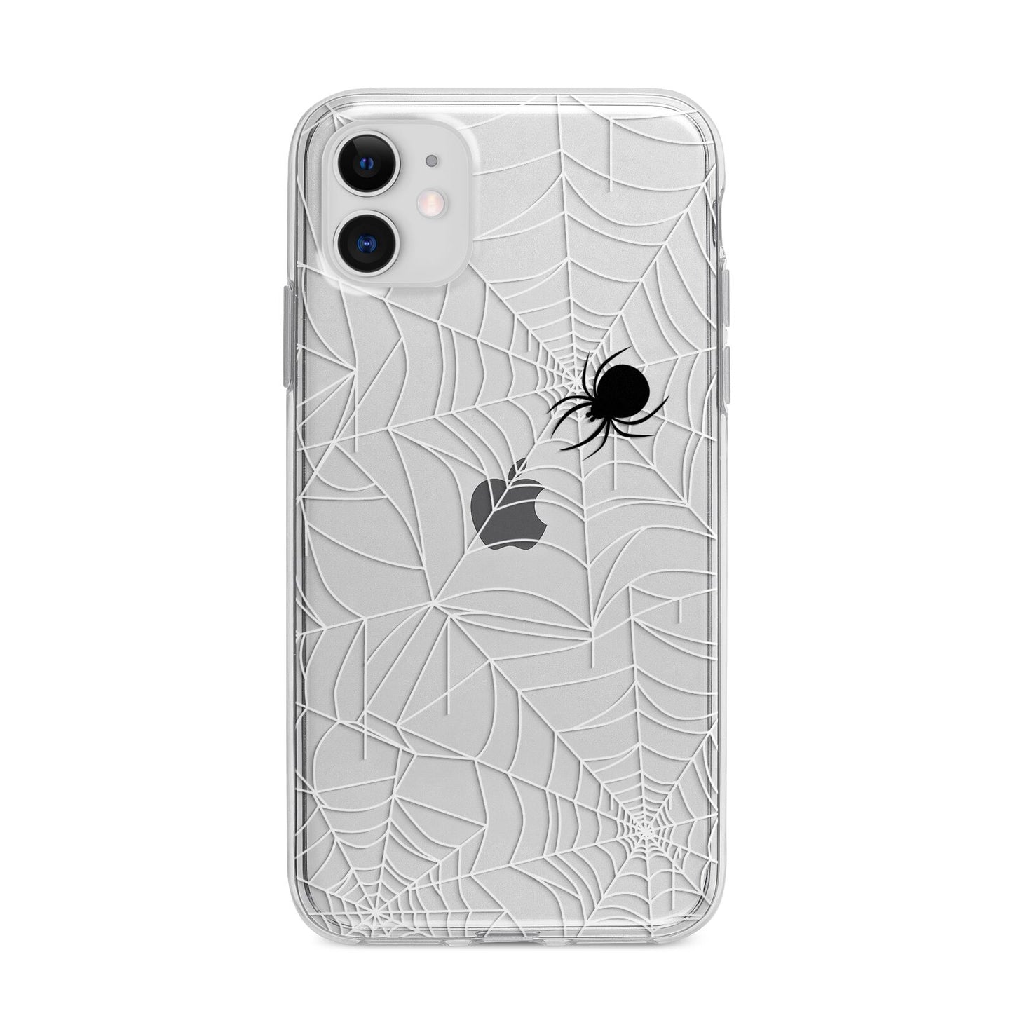 White Cobwebs with Transparent Background Apple iPhone 11 in White with Bumper Case