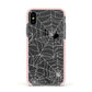 White Cobwebs with Transparent Background Apple iPhone Xs Impact Case Pink Edge on Black Phone