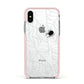 White Cobwebs with Transparent Background Apple iPhone Xs Impact Case Pink Edge on Silver Phone