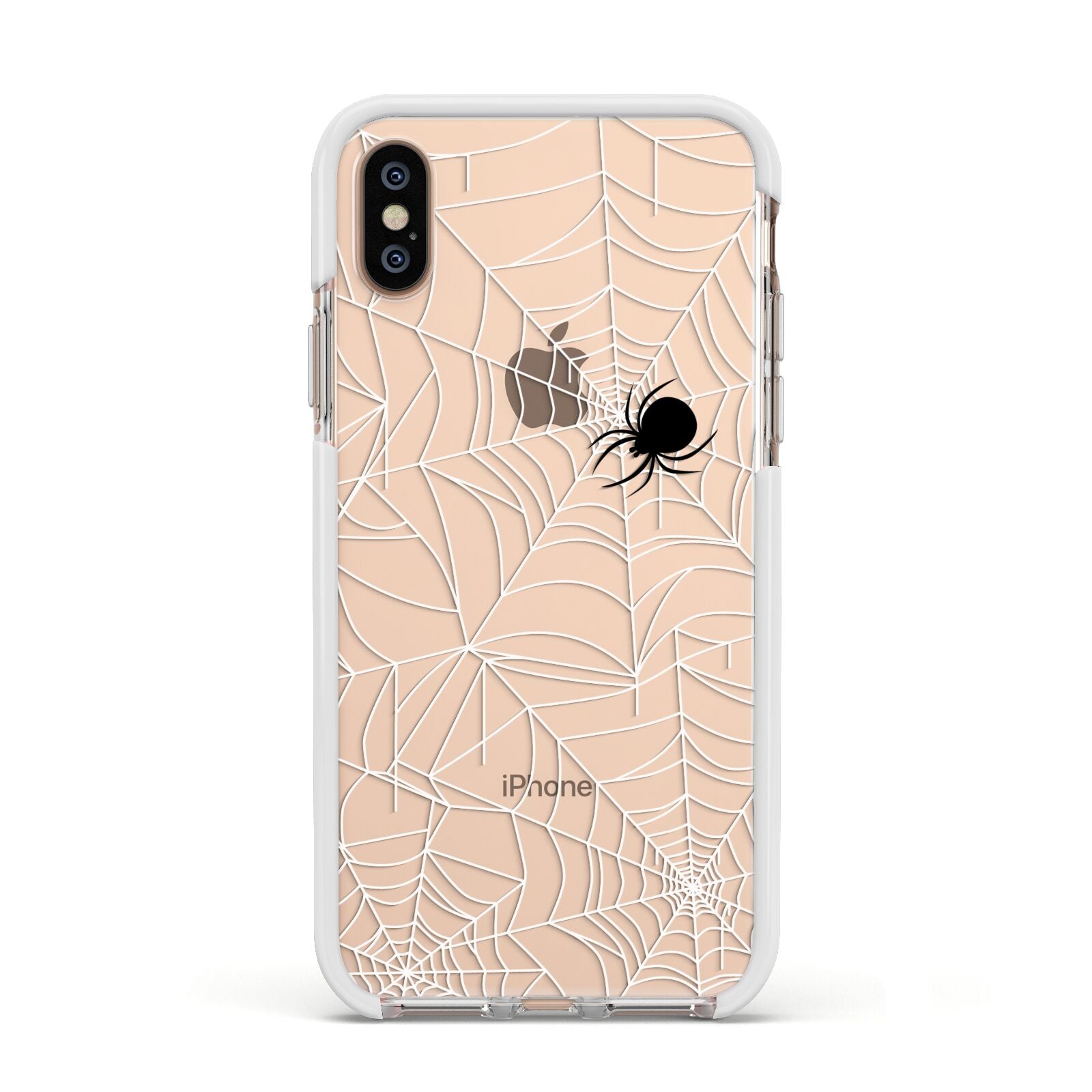 White Cobwebs with Transparent Background Apple iPhone Xs Impact Case White Edge on Gold Phone