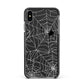 White Cobwebs with Transparent Background Apple iPhone Xs Max Impact Case Black Edge on Black Phone