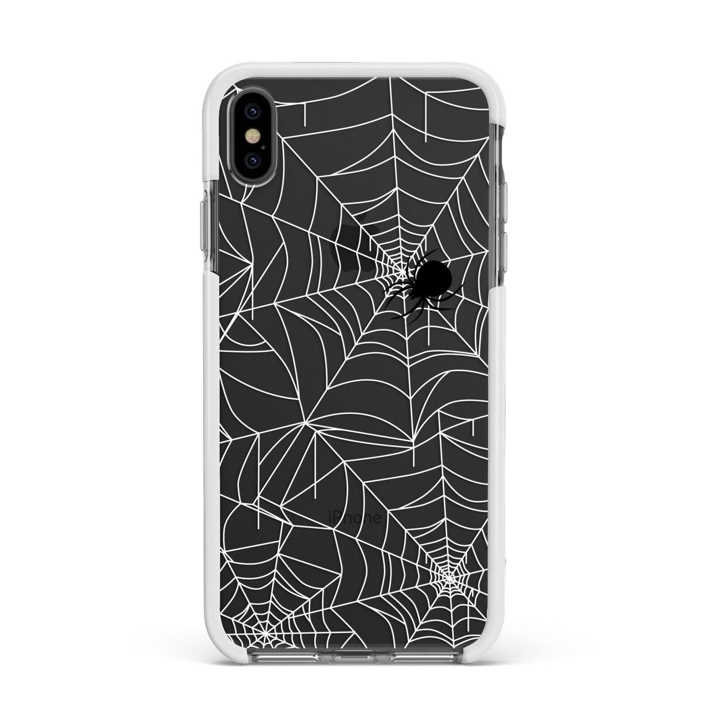 White Cobwebs with Transparent Background Apple iPhone Xs Max Impact Case White Edge on Black Phone