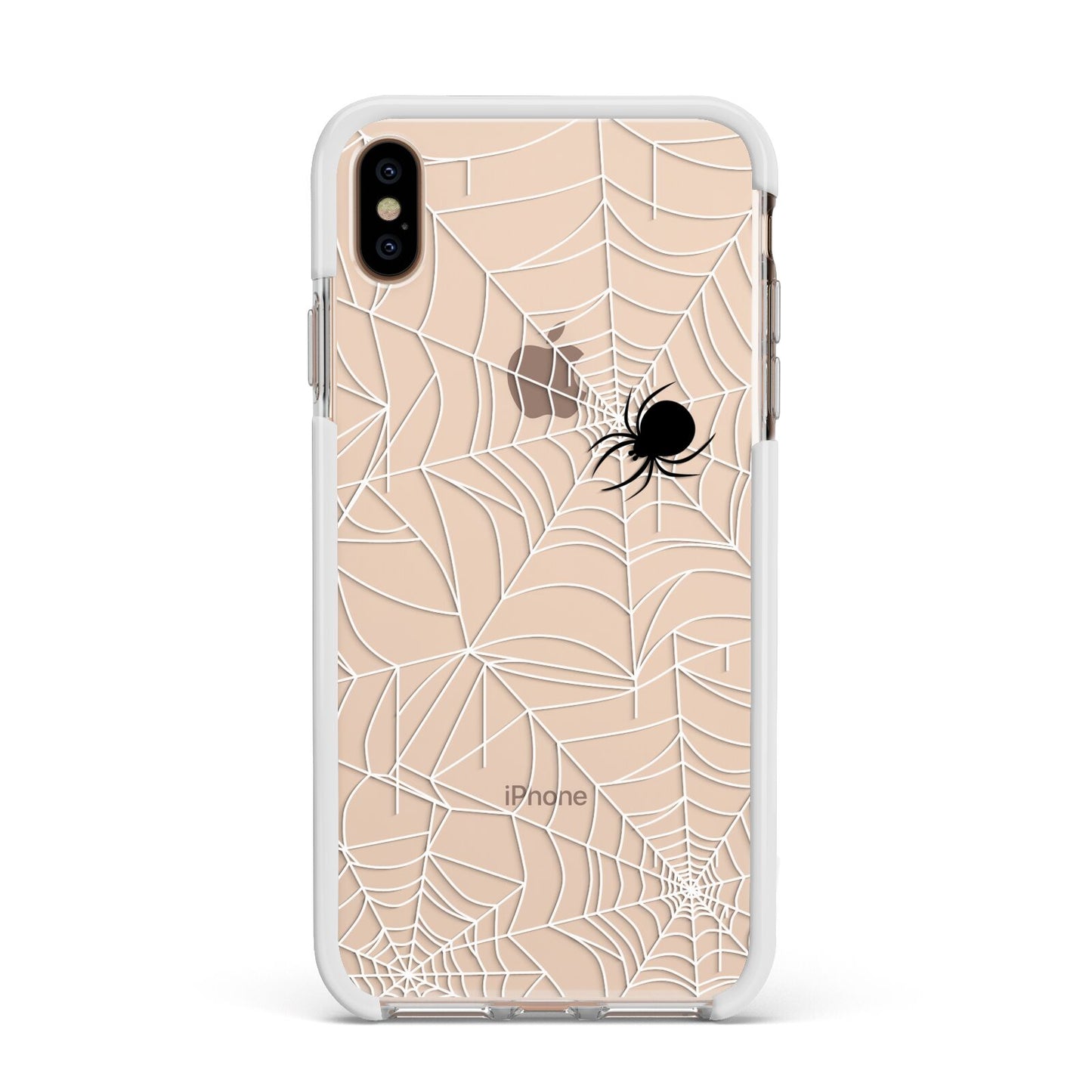 White Cobwebs with Transparent Background Apple iPhone Xs Max Impact Case White Edge on Gold Phone