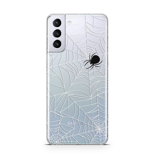 White Cobwebs with Transparent Background Samsung S21 Plus Phone Case