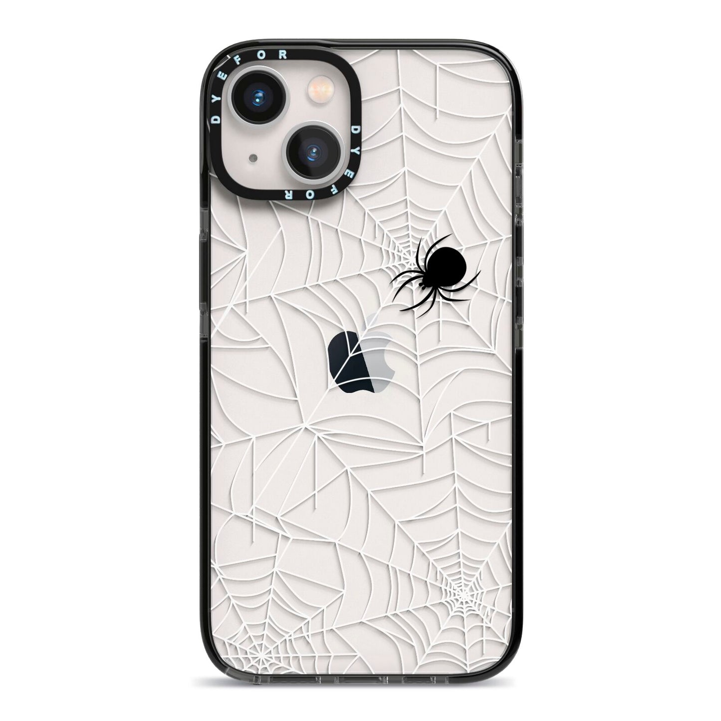 White Cobwebs with Transparent Background iPhone 13 Black Impact Case on Silver phone