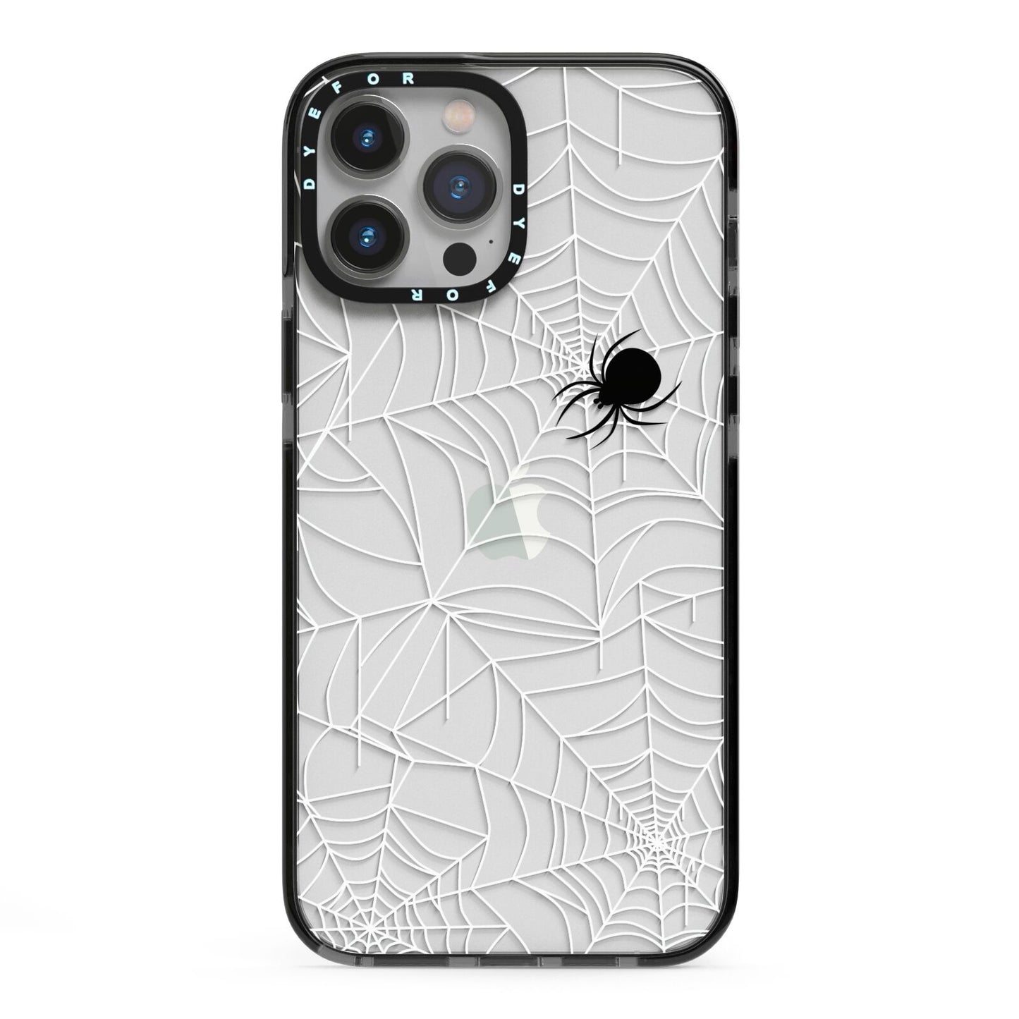 White Cobwebs with Transparent Background iPhone 13 Pro Max Black Impact Case on Silver phone