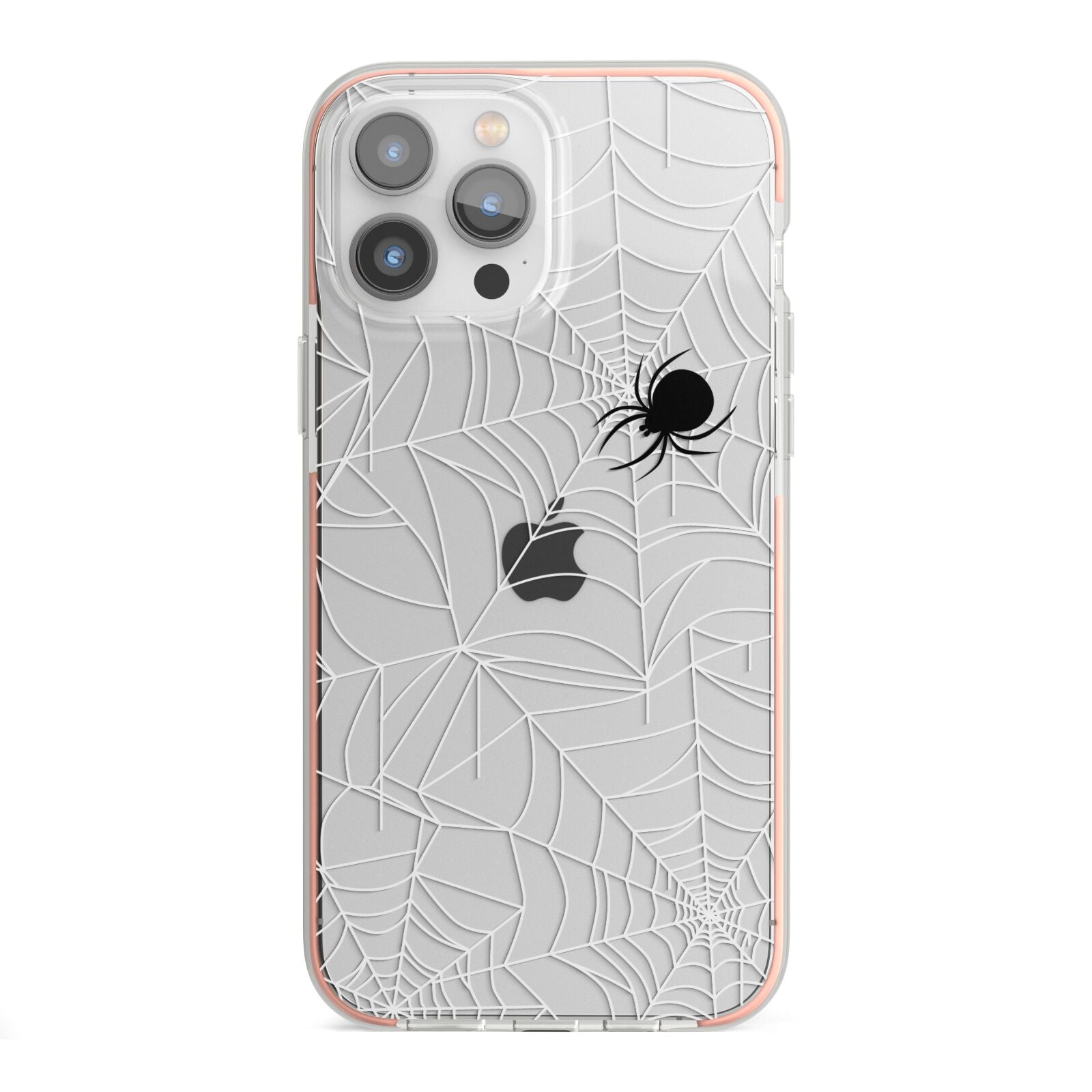 White Cobwebs with Transparent Background iPhone 13 Pro Max TPU Impact Case with Pink Edges