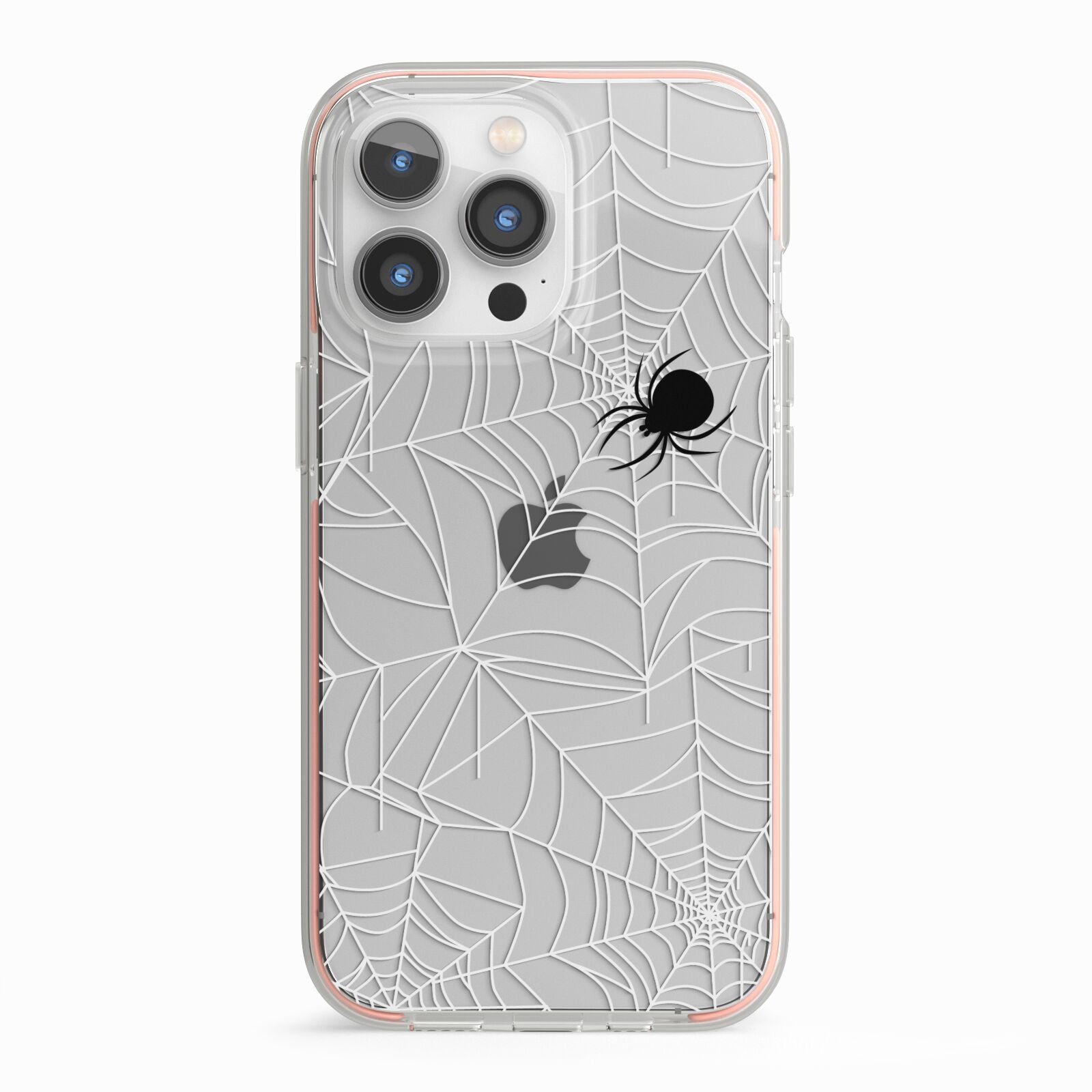 White Cobwebs with Transparent Background iPhone 13 Pro TPU Impact Case with Pink Edges