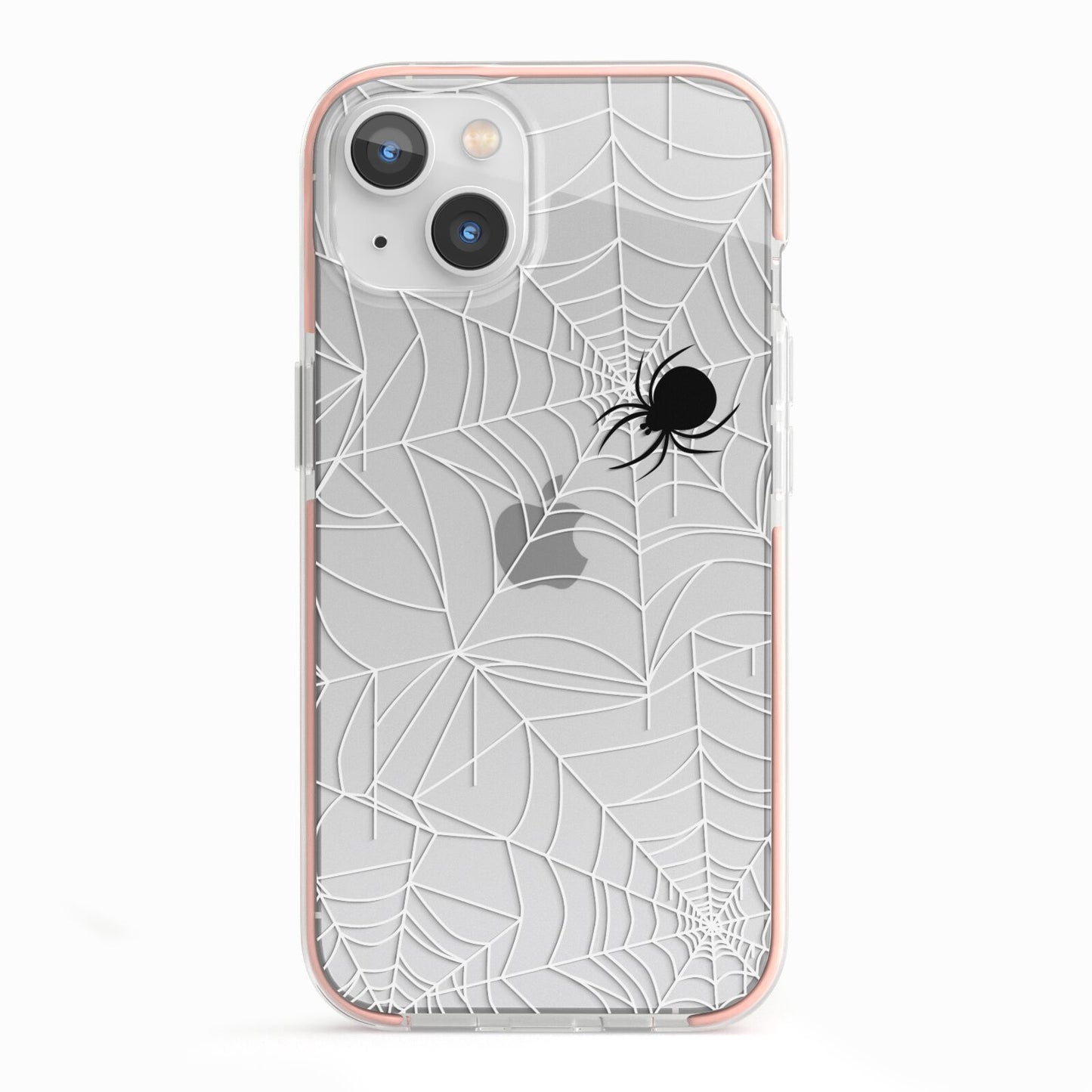White Cobwebs with Transparent Background iPhone 13 TPU Impact Case with Pink Edges