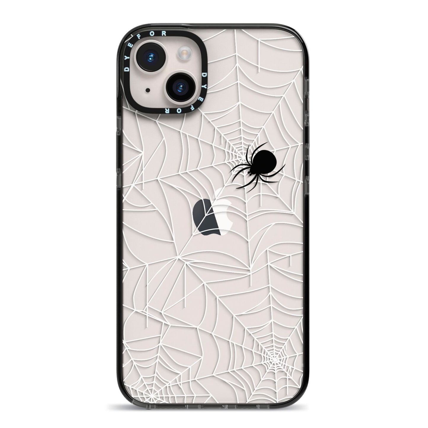 White Cobwebs with Transparent Background iPhone 14 Plus Black Impact Case on Silver phone