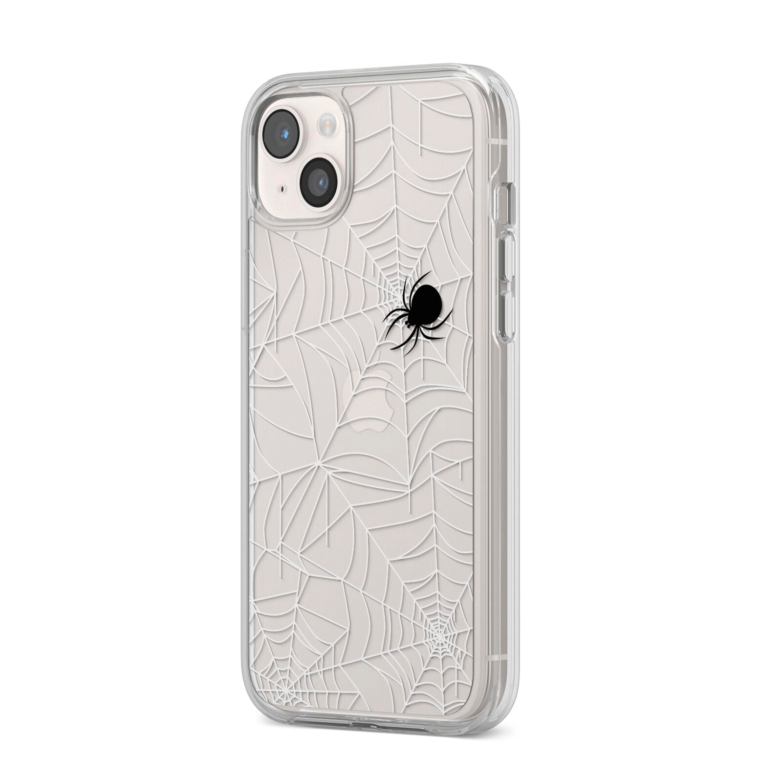 White Cobwebs with Transparent Background iPhone 14 Plus Clear Tough Case Starlight Angled Image
