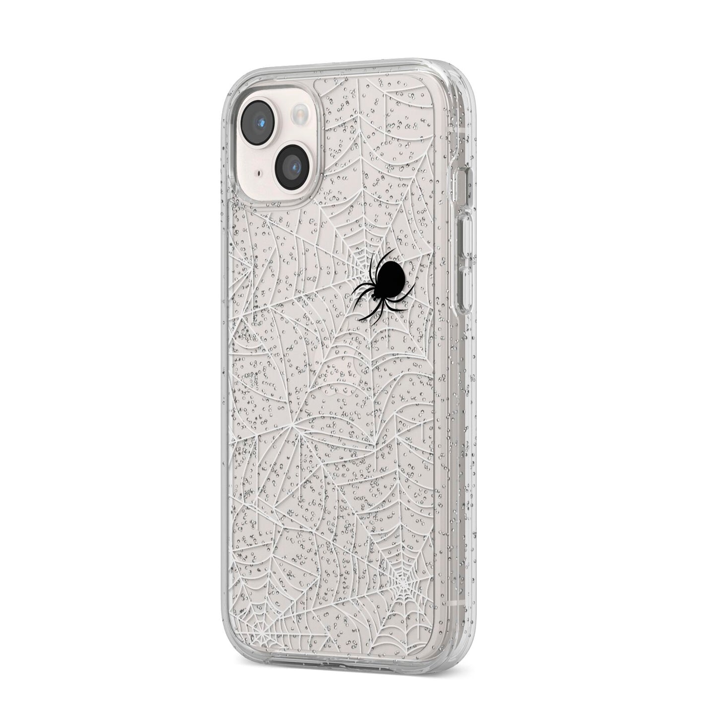 White Cobwebs with Transparent Background iPhone 14 Plus Glitter Tough Case Starlight Angled Image
