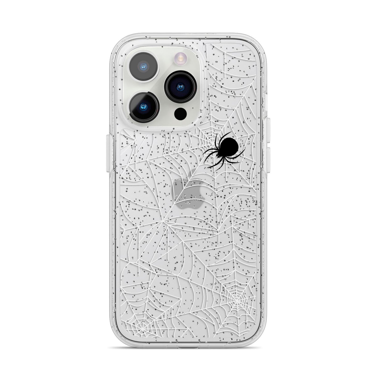White Cobwebs with Transparent Background iPhone 14 Pro Glitter Tough Case Silver