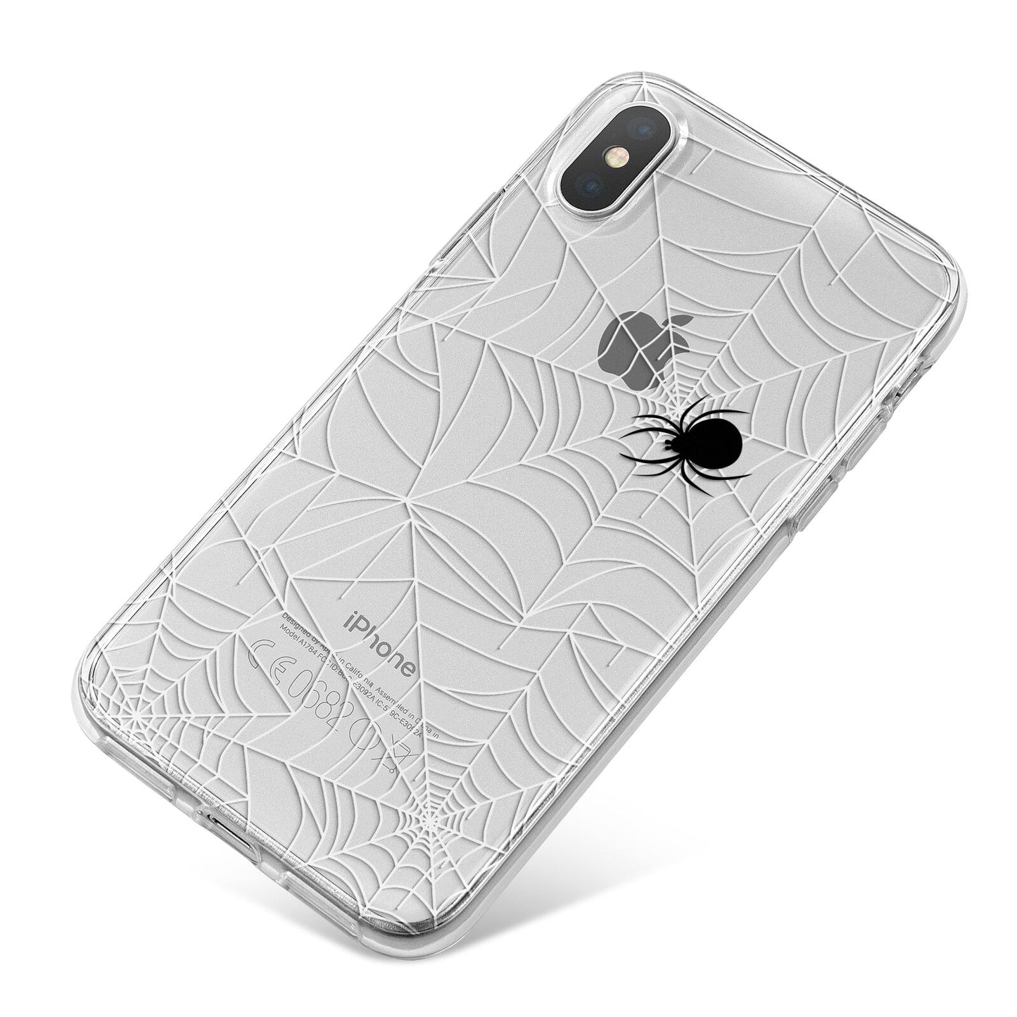 White Cobwebs with Transparent Background iPhone X Bumper Case on Silver iPhone