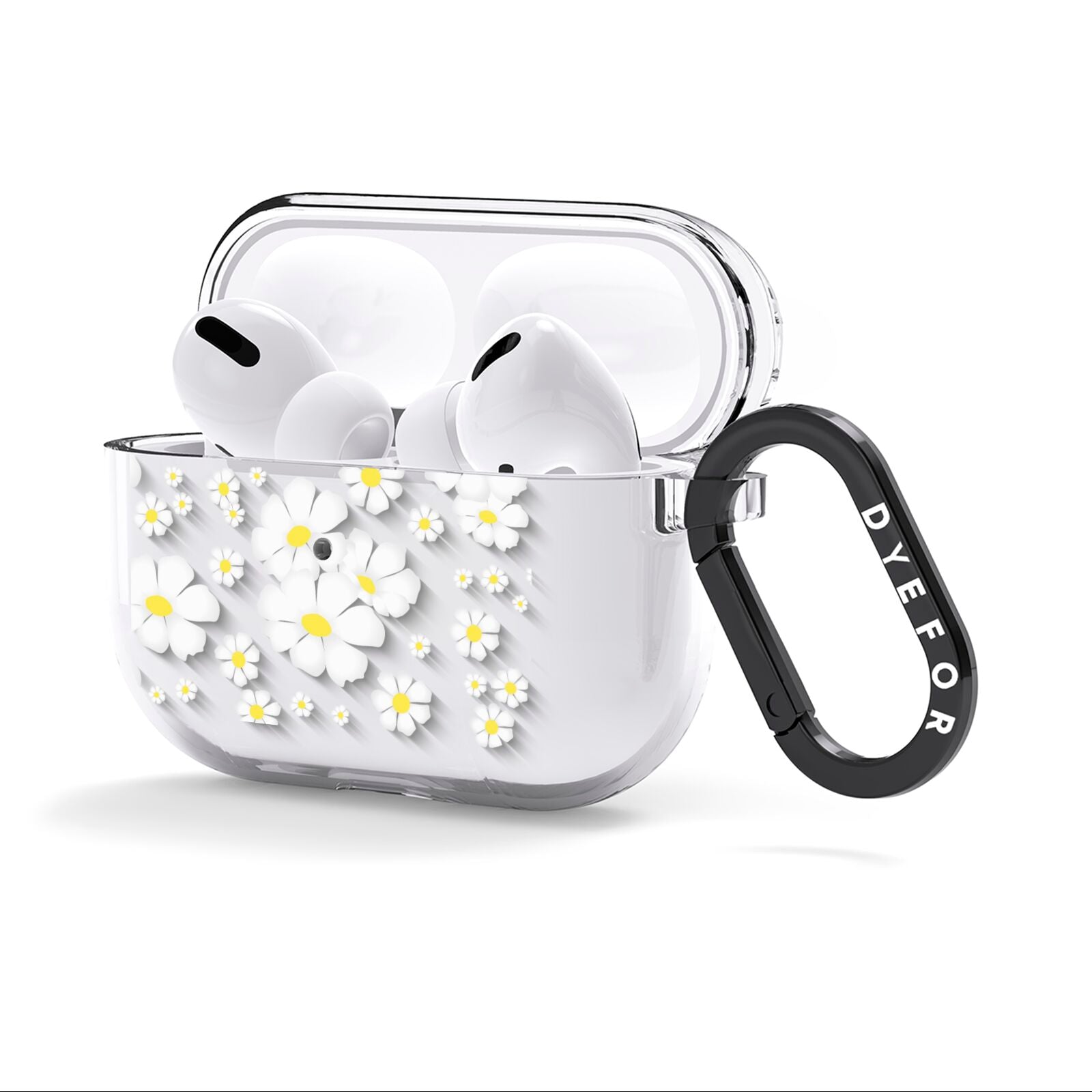 White Daisy Flower AirPods Clear Case 3rd Gen Side Image