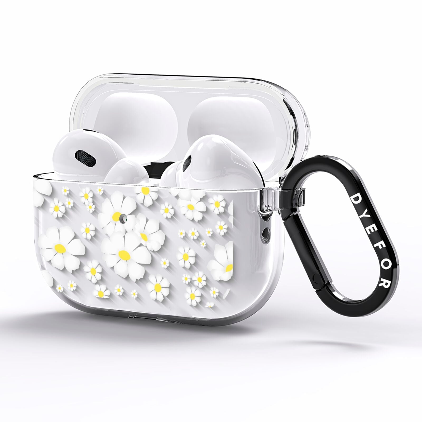 White Daisy Flower AirPods Pro Clear Case Side Image