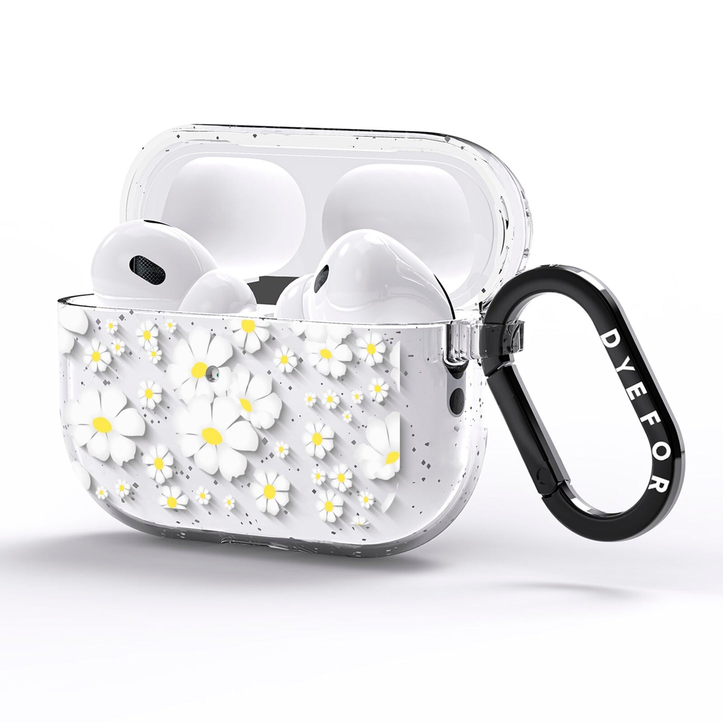 White Daisy Flower AirPods Pro Glitter Case Side Image