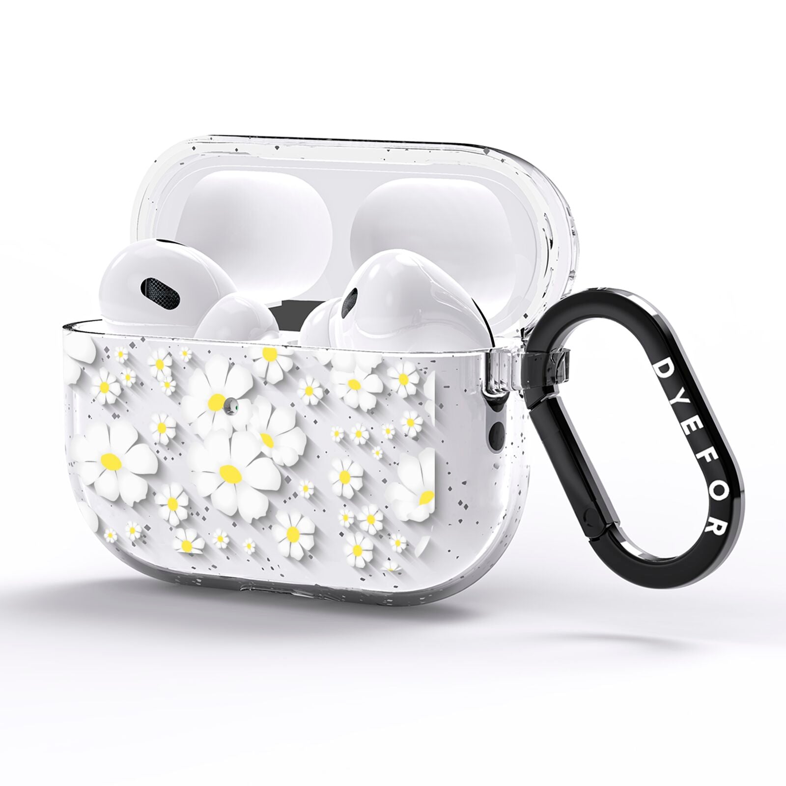 White Daisy Flower AirPods Pro Glitter Case Side Image