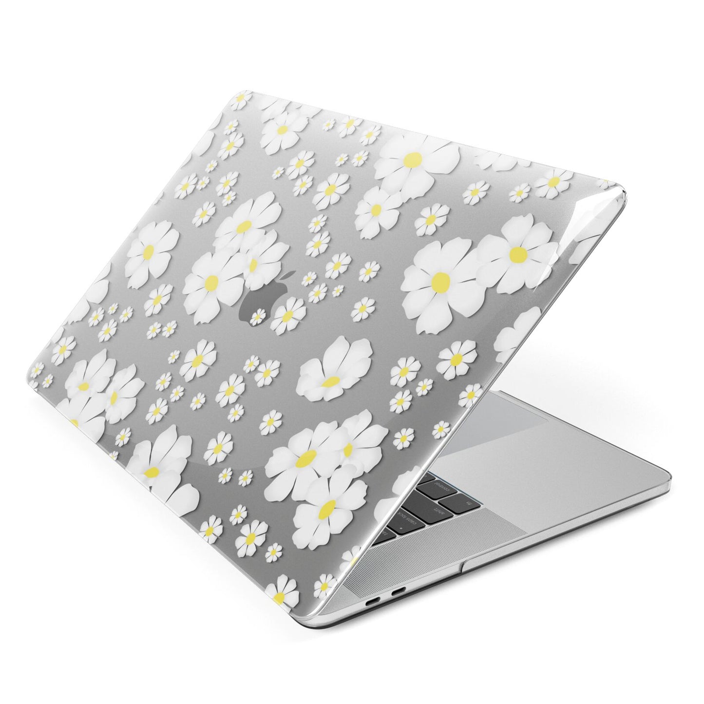 White Daisy Flower Apple MacBook Case Side View