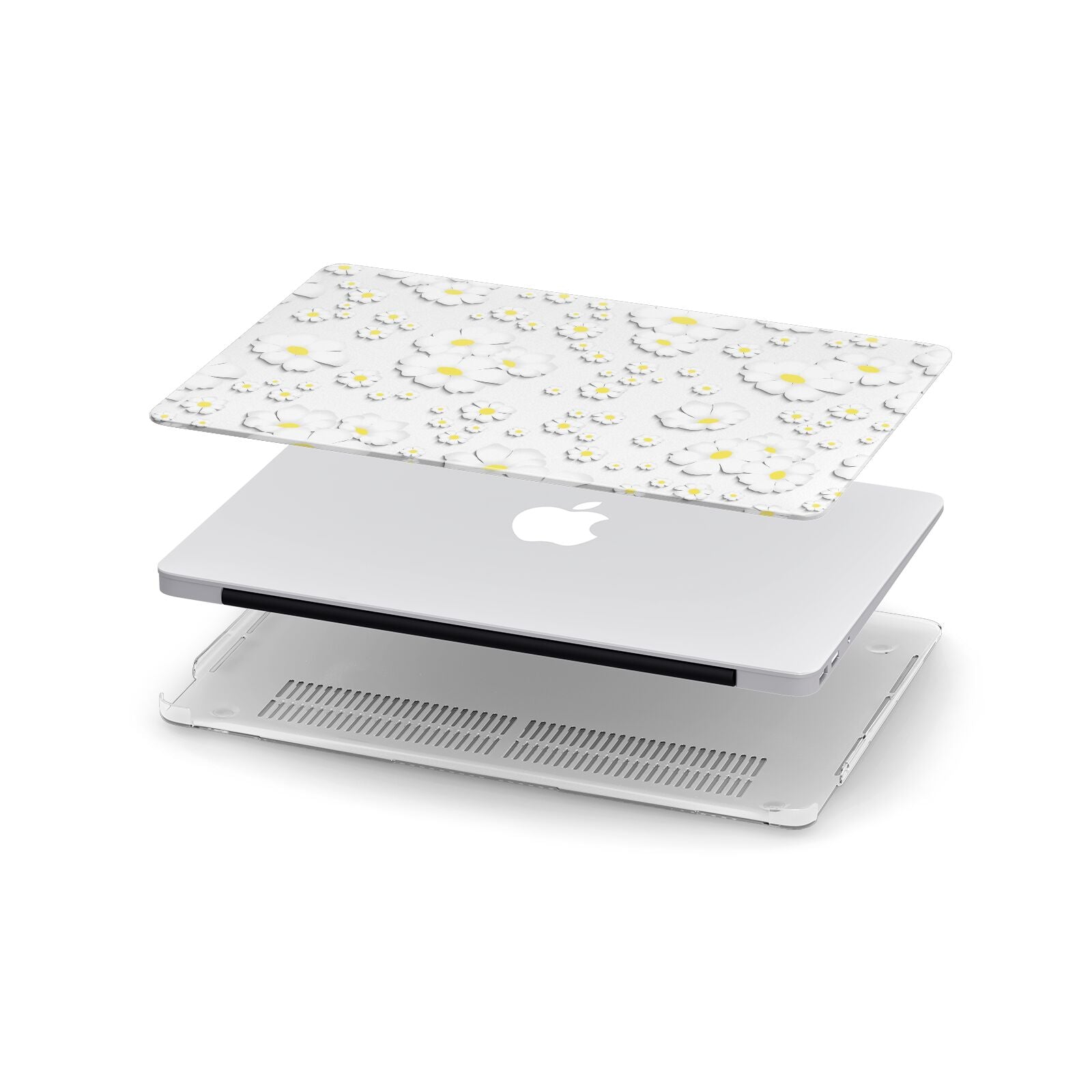 White Daisy Flower Apple MacBook Case in Detail