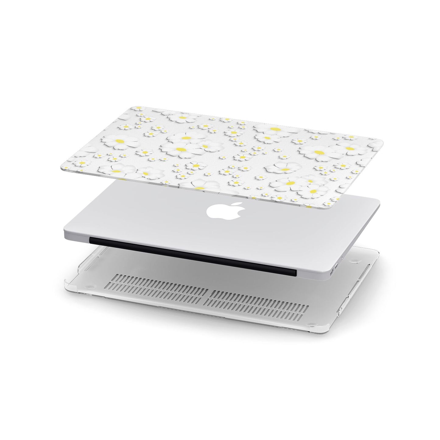 White Daisy Flower Apple MacBook Case in Detail