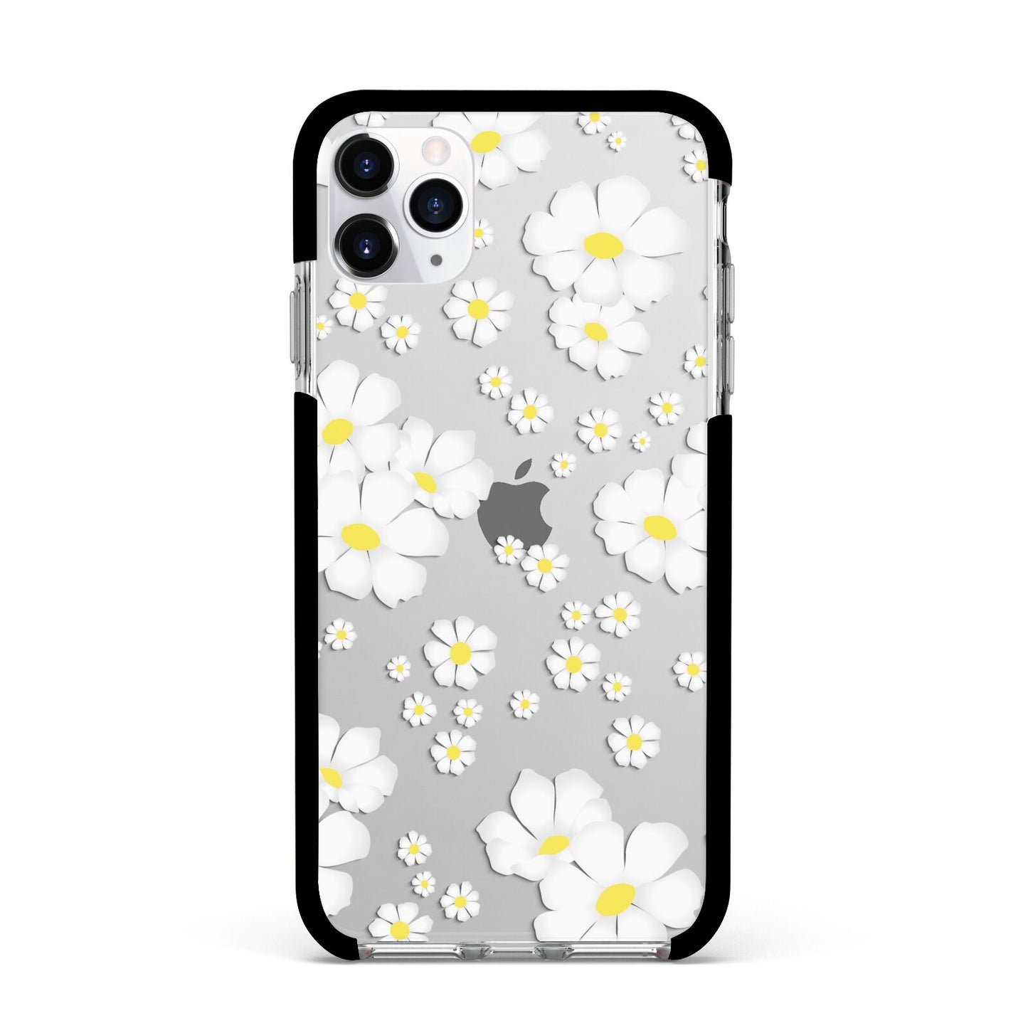White Daisy Flower Apple iPhone 11 Pro Max in Silver with Black Impact Case