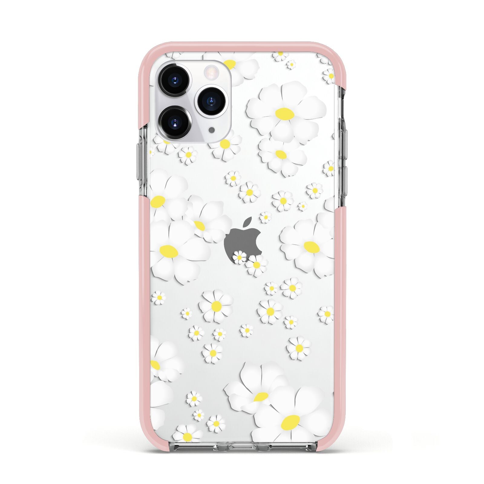 White Daisy Flower Apple iPhone 11 Pro in Silver with Pink Impact Case