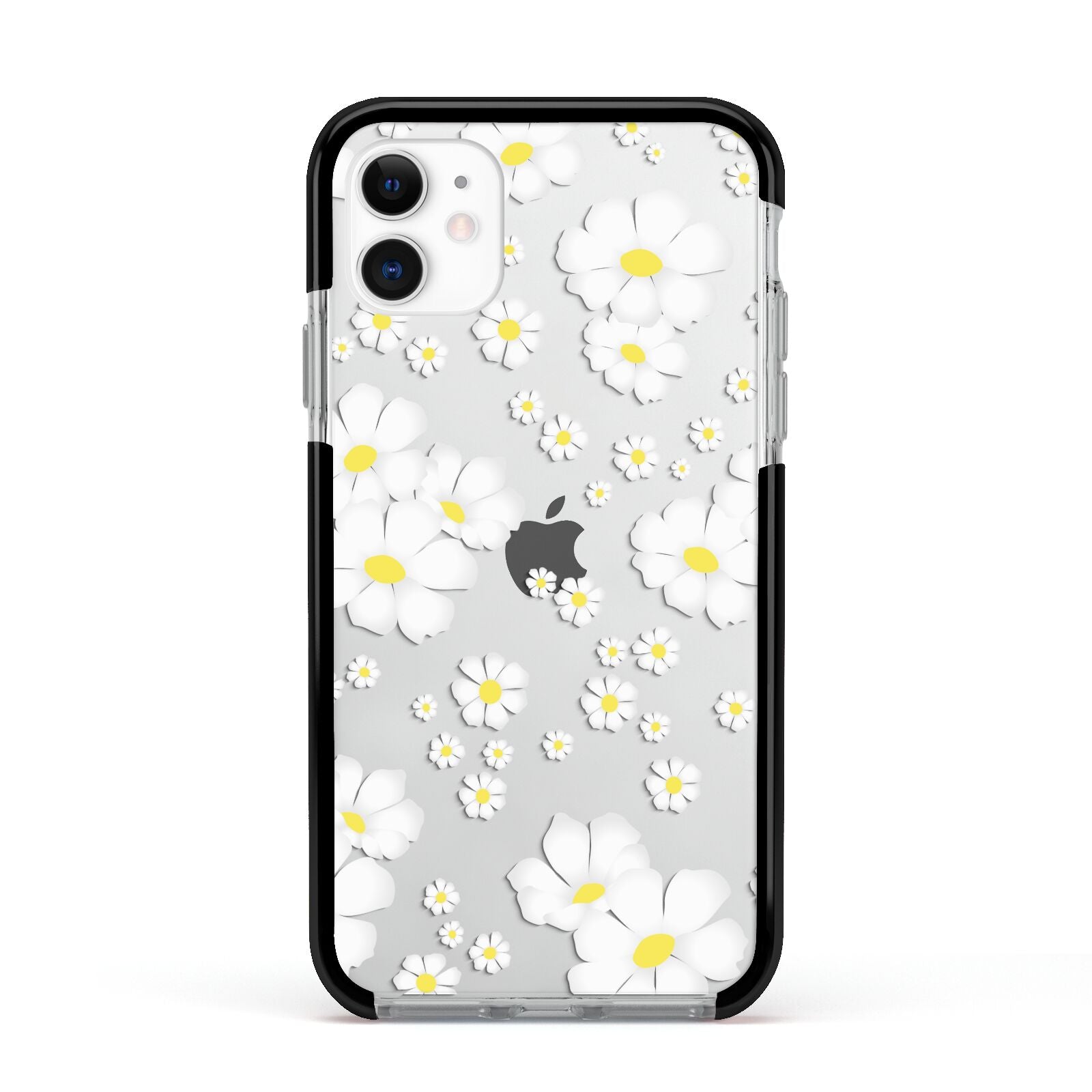 White Daisy Flower Apple iPhone 11 in White with Black Impact Case