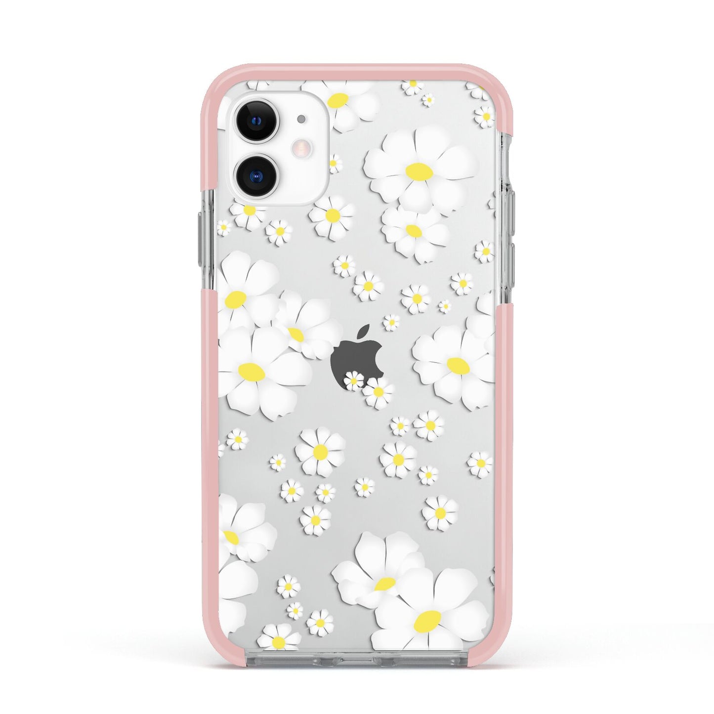 White Daisy Flower Apple iPhone 11 in White with Pink Impact Case