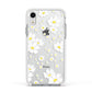 White Daisy Flower Apple iPhone XR Impact Case White Edge on Silver Phone