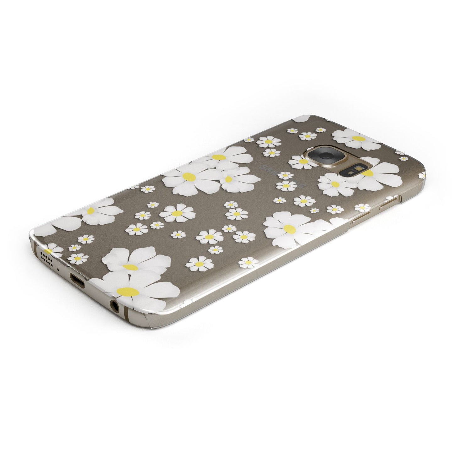 White Daisy Flower Protective Samsung Galaxy Case Angled Image