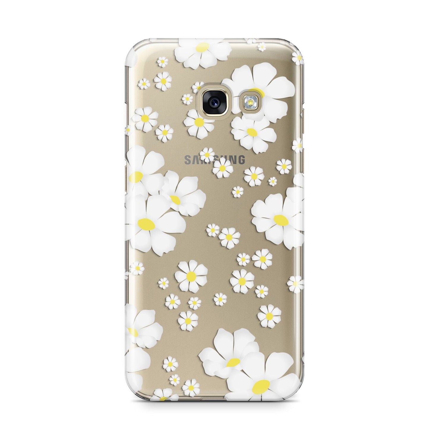 White Daisy Flower Samsung Galaxy A3 2017 Case on gold phone