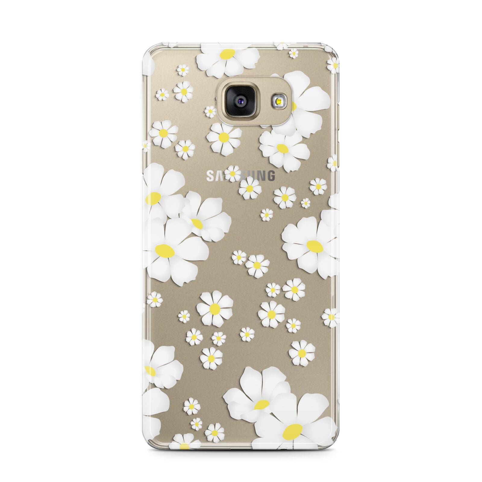 White Daisy Flower Samsung Galaxy A7 2016 Case on gold phone
