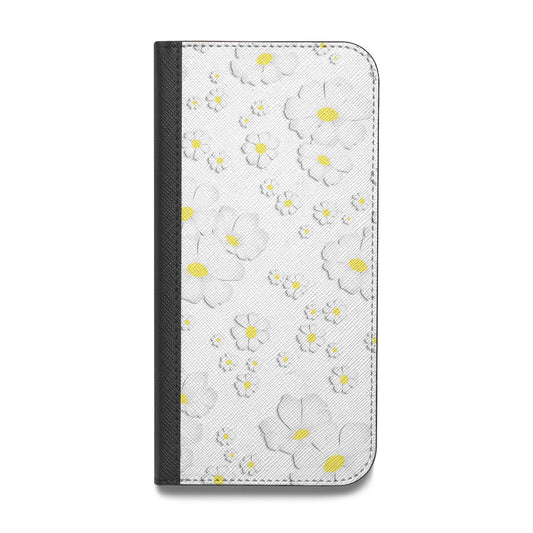 White Daisy Flower Vegan Leather Flip Samsung Case