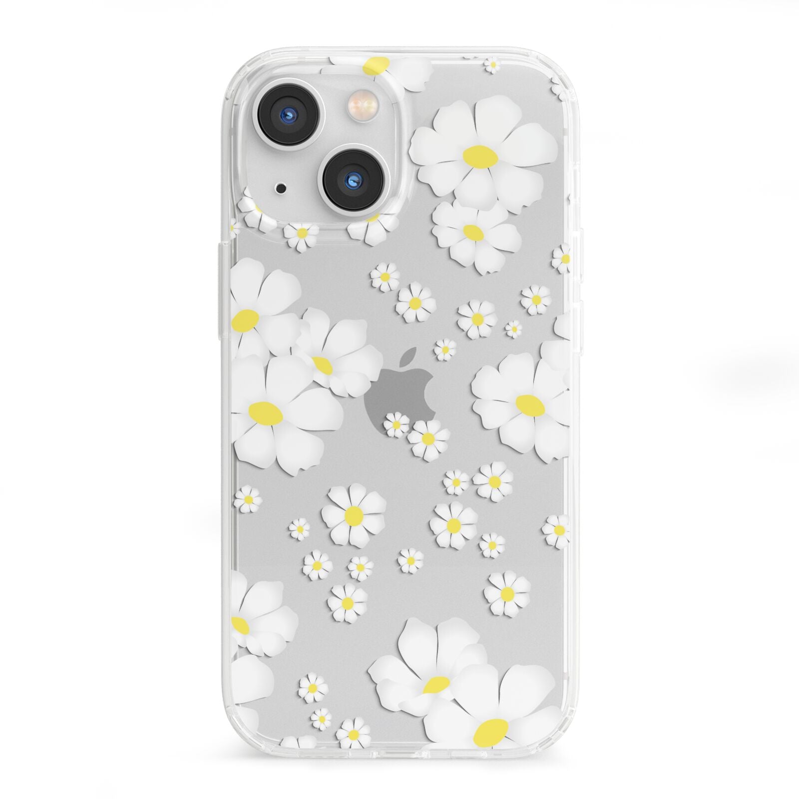 White Daisy Flower iPhone 13 Mini Clear Bumper Case