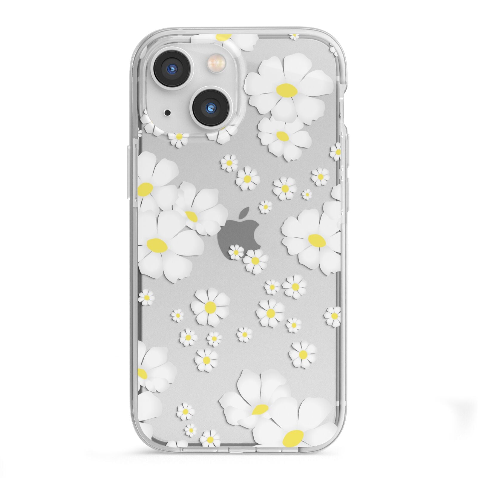 White Daisy Flower iPhone 13 Mini TPU Impact Case with White Edges