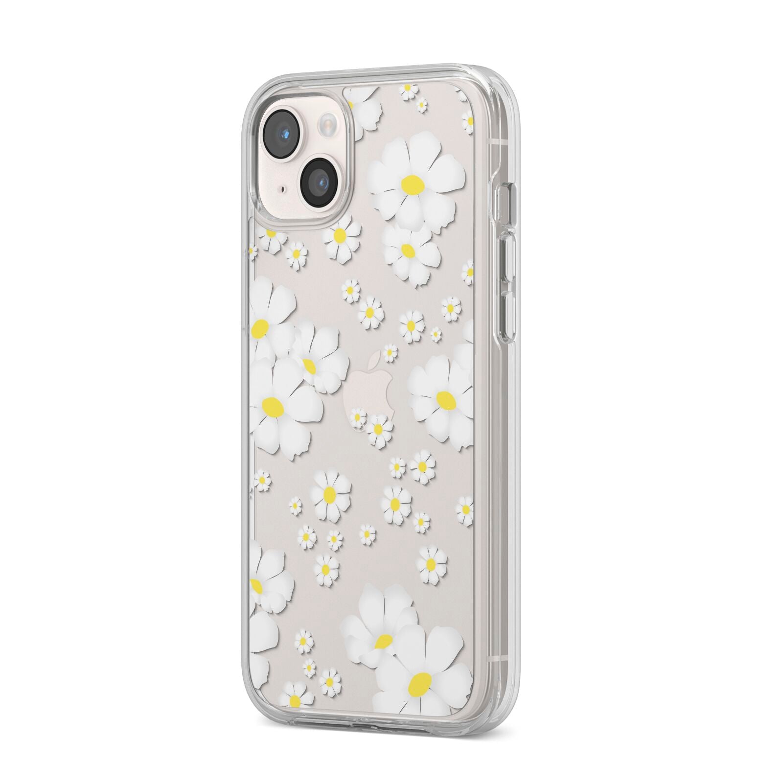 White Daisy Flower iPhone 14 Plus Clear Tough Case Starlight Angled Image