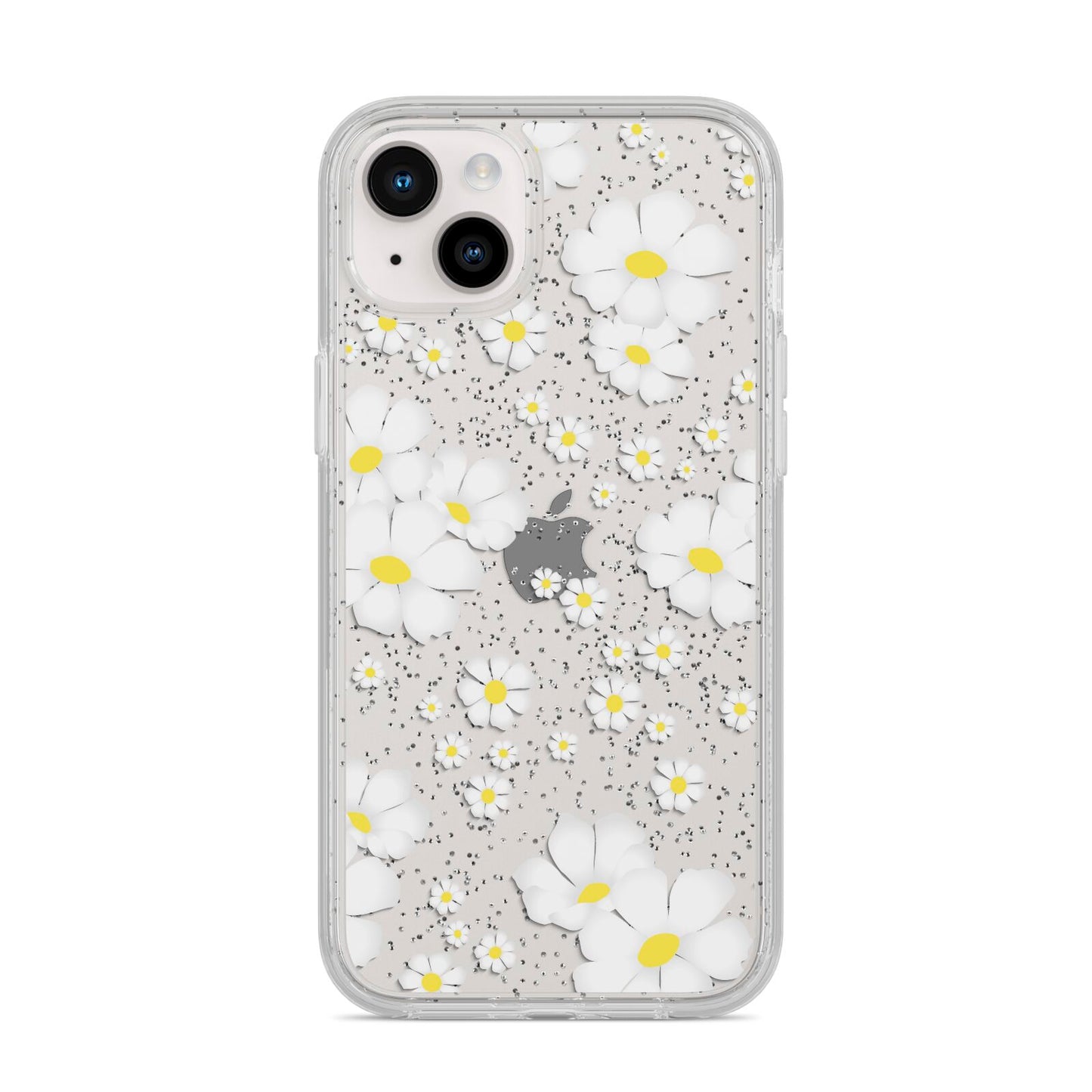 White Daisy Flower iPhone 14 Plus Glitter Tough Case Starlight