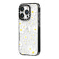 White Daisy Flower iPhone 14 Pro Black Impact Case Side Angle on Silver phone