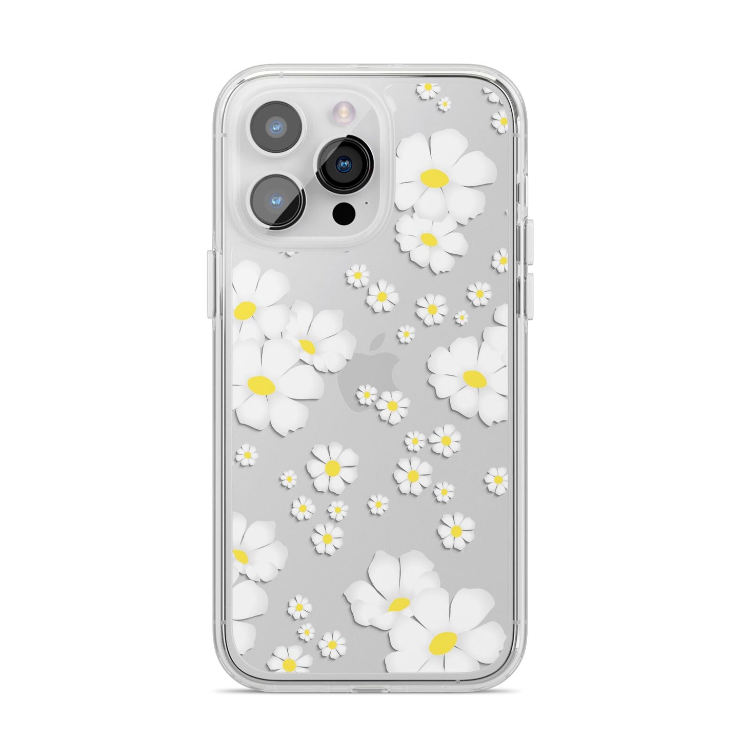 White Daisy Flower iPhone 14 Pro Max Clear Tough Case Silver