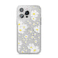 White Daisy Flower iPhone 14 Pro Max Glitter Tough Case Silver