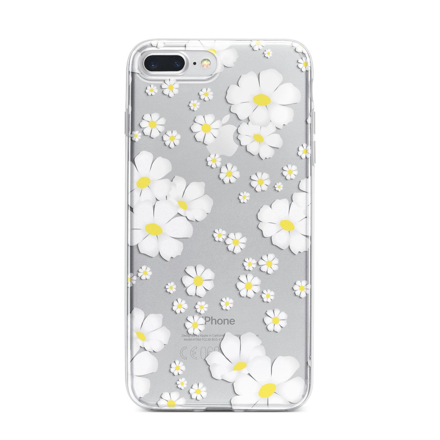 White Daisy Flower iPhone 7 Plus Bumper Case on Silver iPhone