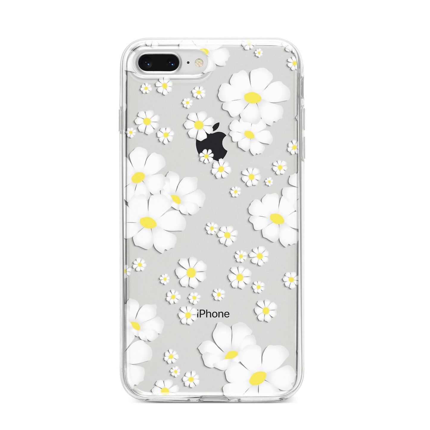 White Daisy Flower iPhone 8 Plus Bumper Case on Silver iPhone
